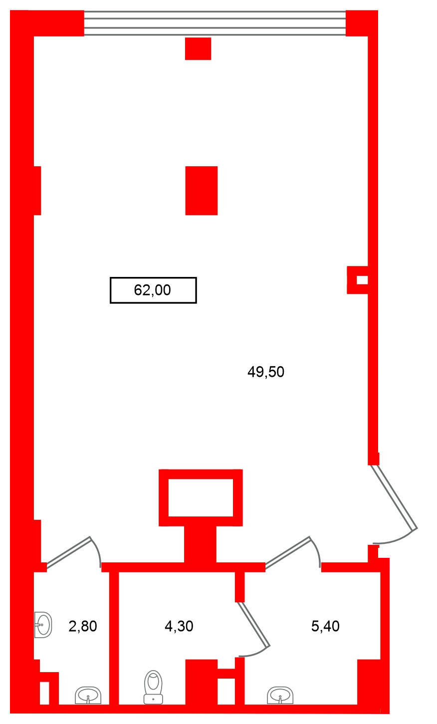 Помещение в ЖК Европейский парк, 62 м², 2 этаж