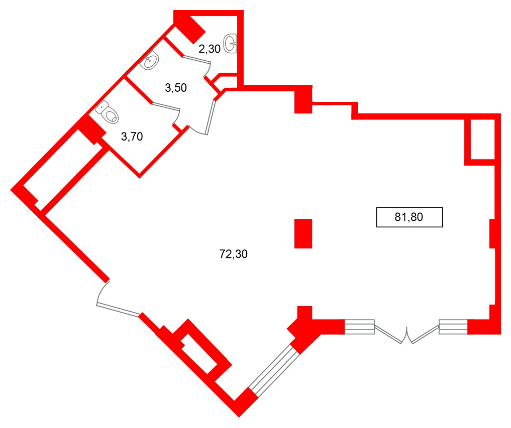Помещение в ЖК Европейский парк, 81.8 м², 2 этаж