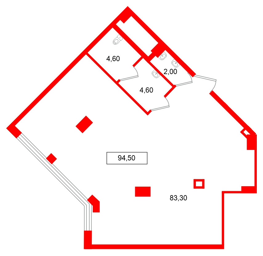 Помещение в ЖК Европейский парк, 94.5 м², 2 этаж
