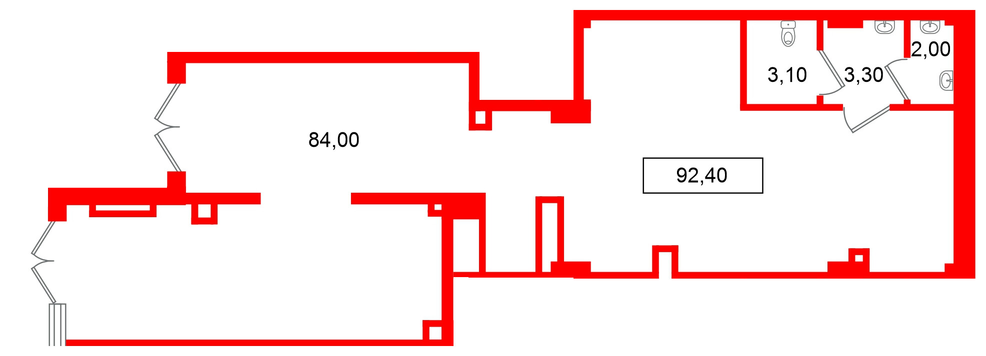 Помещение в ЖК Европейский парк, 92.4 м², 1 этаж