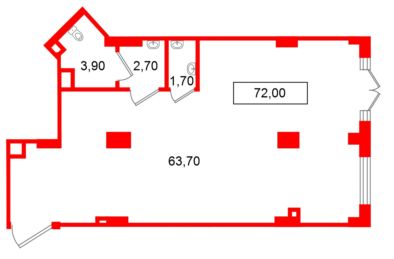 Помещение в ЖК Европейский парк, 72 м², 2 этаж