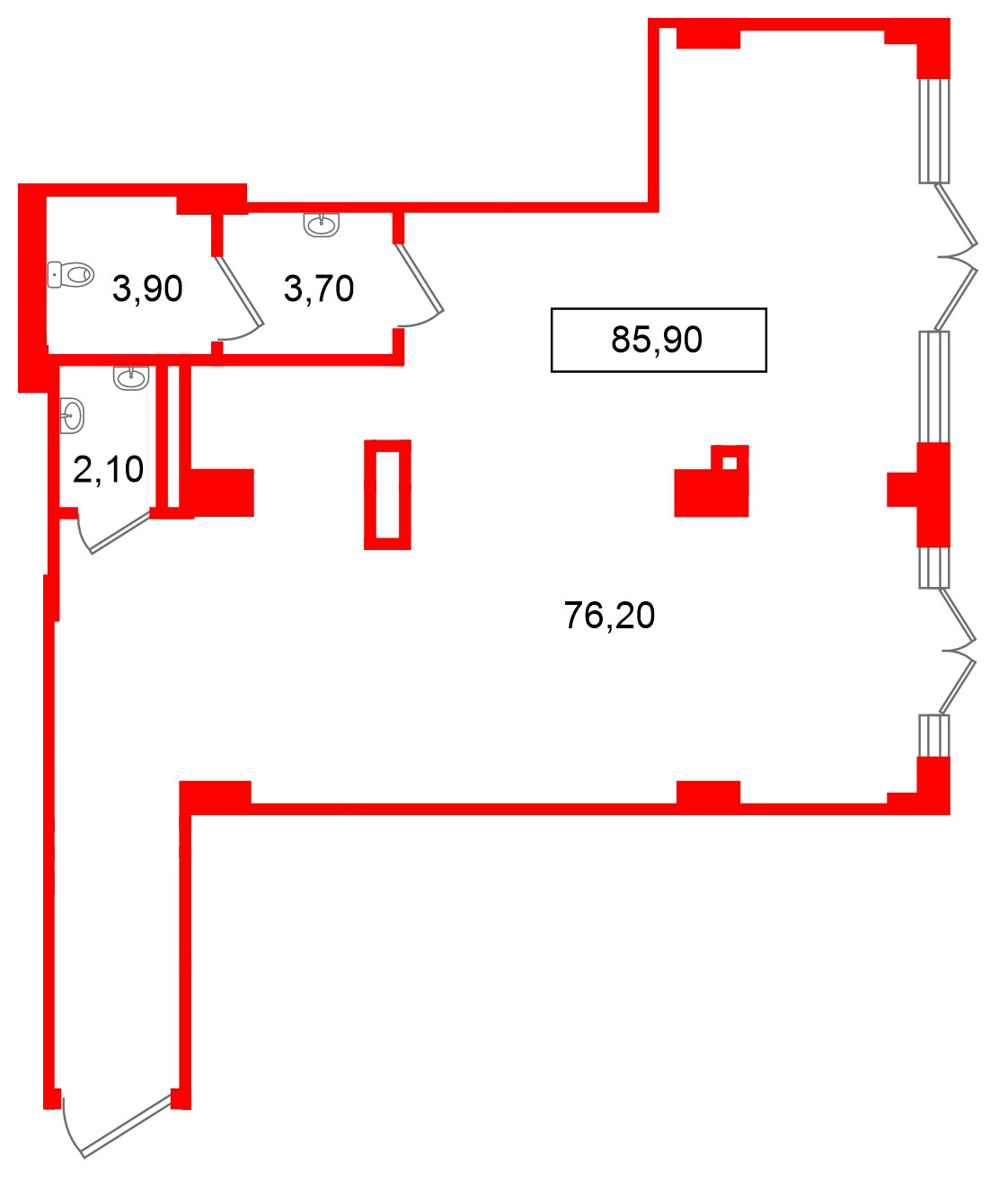Помещение в ЖК Европейский парк, 85.9 м², 2 этаж