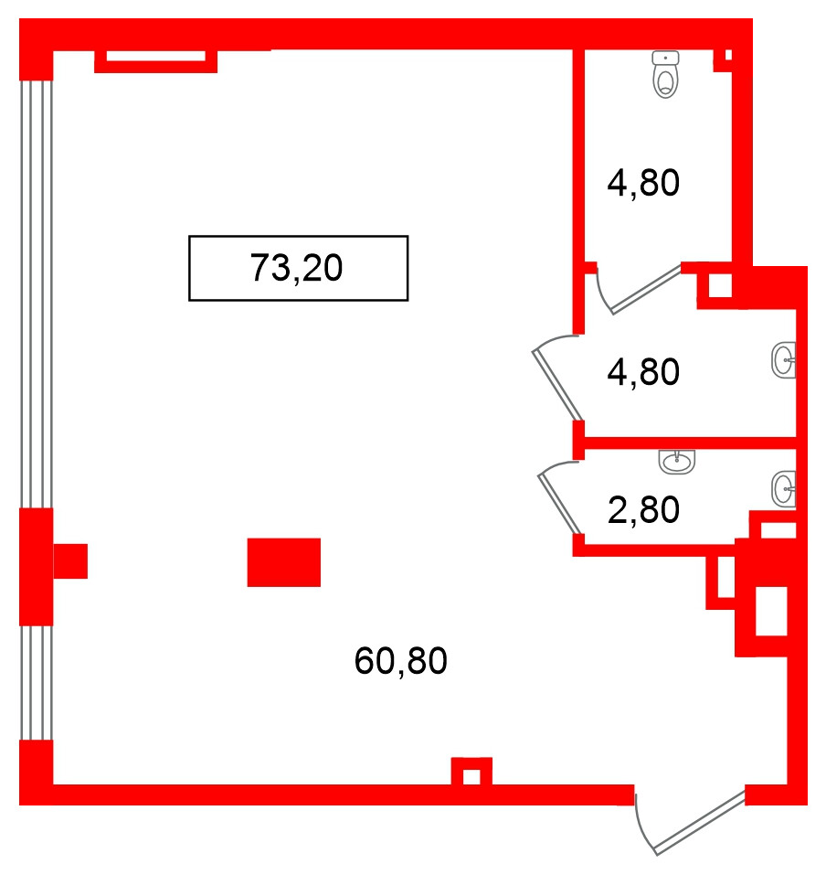 Помещение в ЖК Европейский парк, 73.2 м², 2 этаж