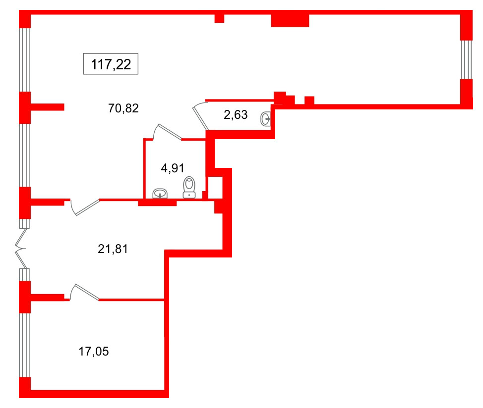 Помещение в ЖК Цивилизация на Неве, 117.22 м², 1 этаж