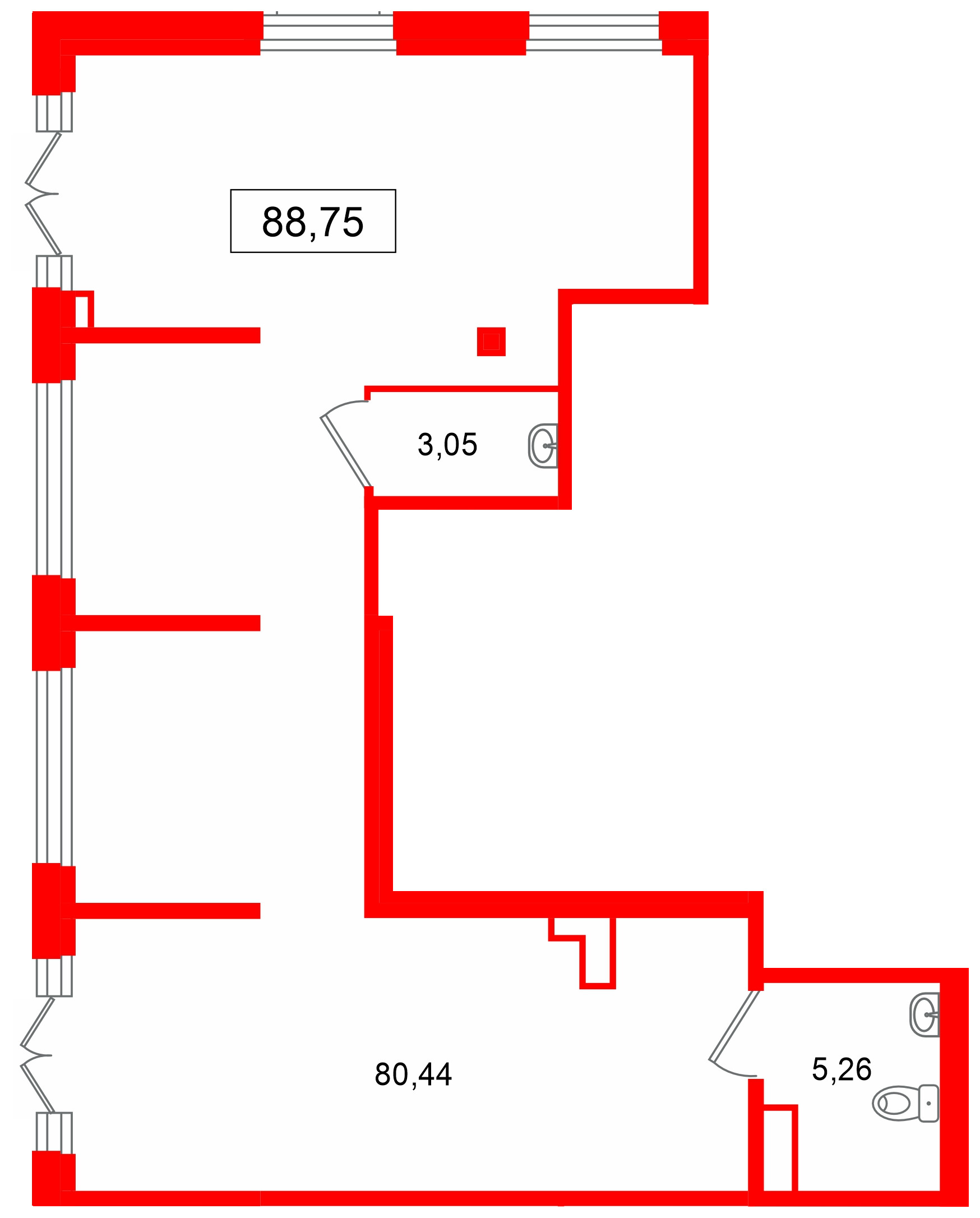 Помещение в ЖК Цивилизация на Неве, 88.75 м², 1 этаж