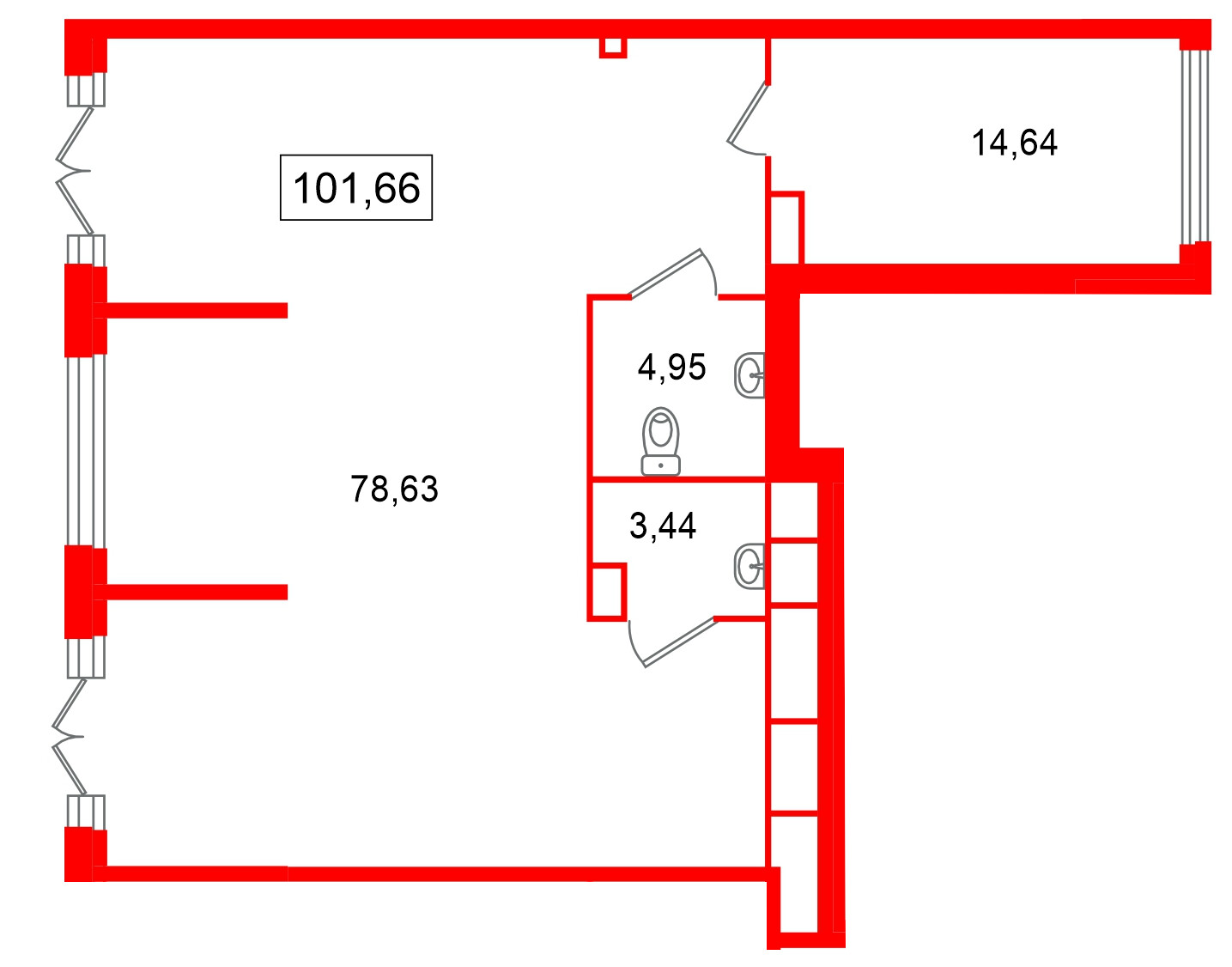 Помещение в ЖК Цивилизация на Неве, 101.66 м², 1 этаж