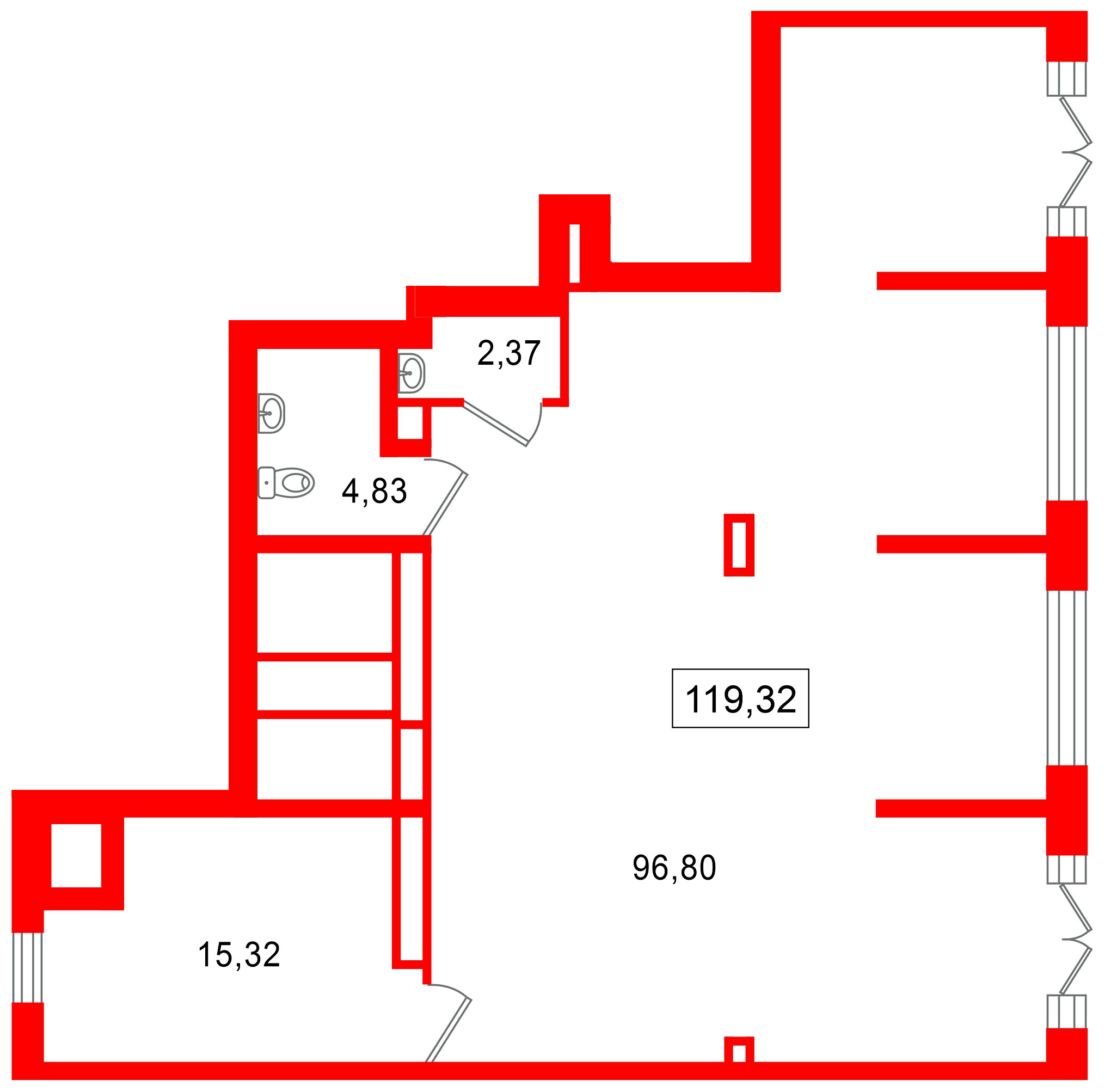 Помещение в ЖК Цивилизация на Неве, 119.32 м², 1 этаж