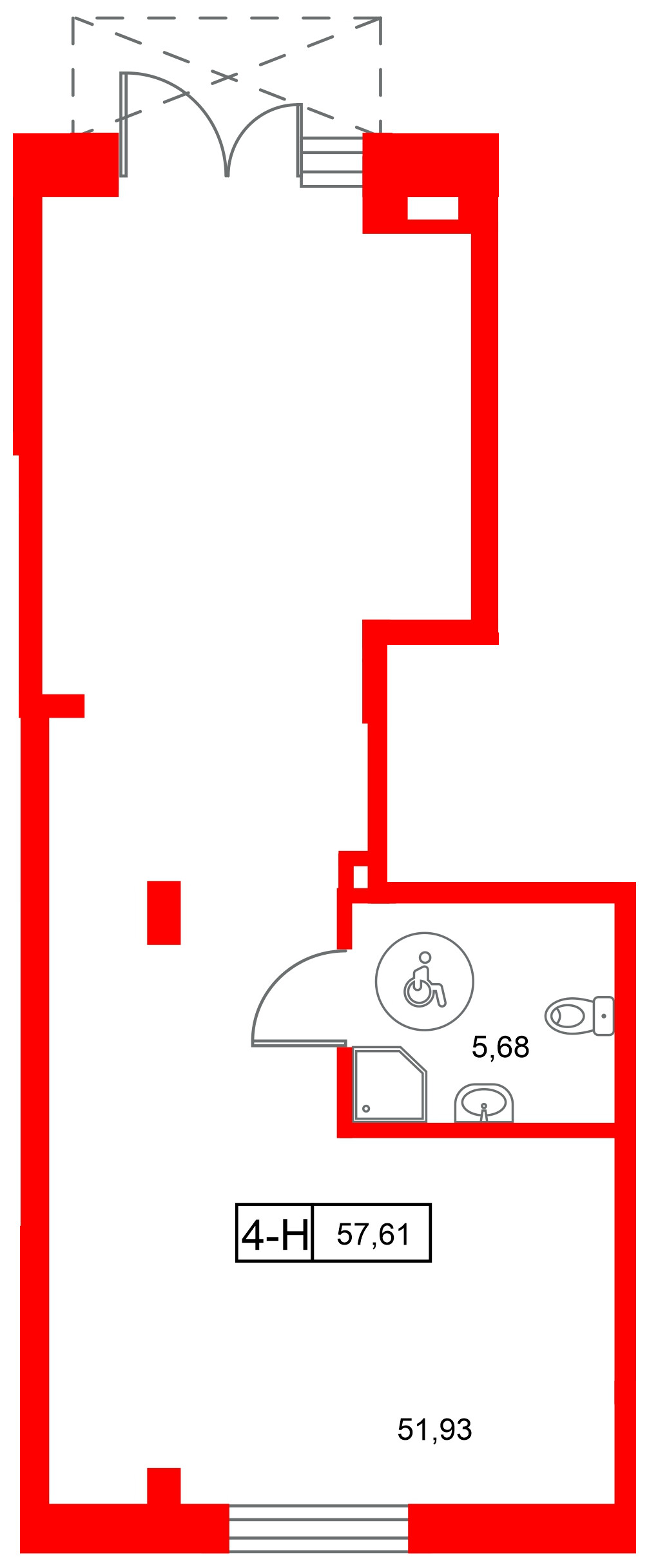 Помещение в ЖК Город спутник Южный., 57.61 м², 1 этаж