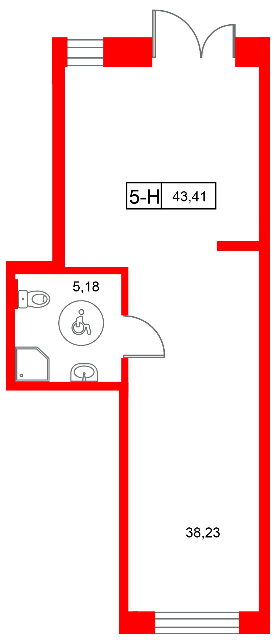Помещение в ЖК Город спутник Южный., 43.41 м², 1 этаж