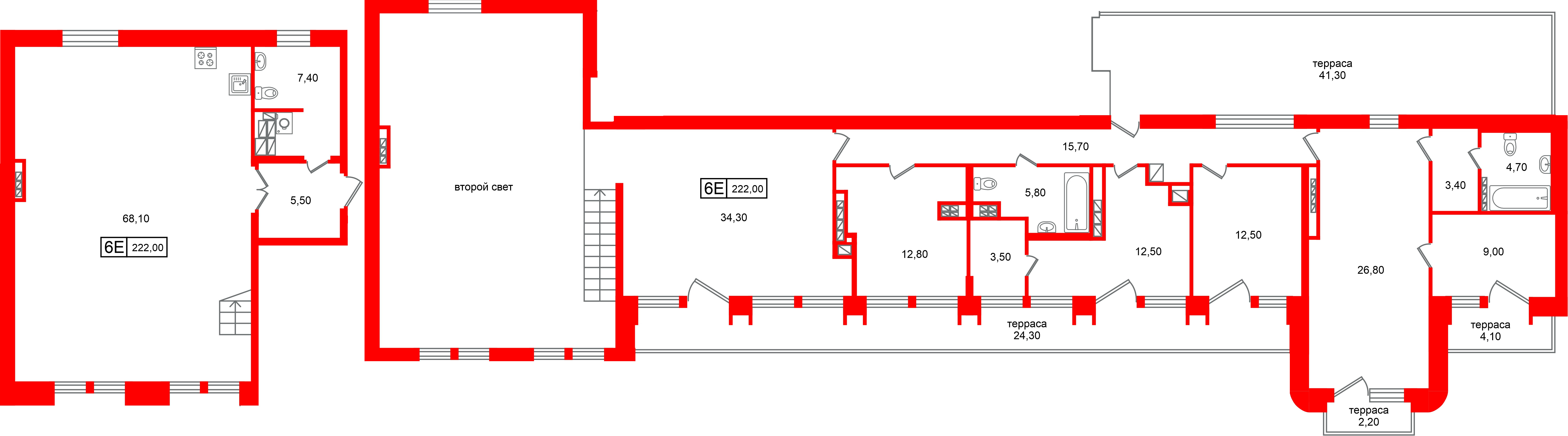 Квартира в ЖК Коллекционер, 5 комнатная, 222 м², 6 этаж