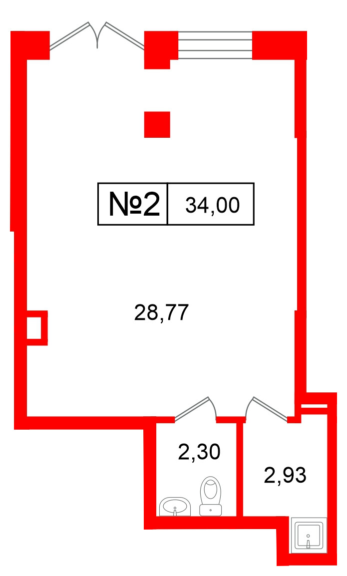 Помещение в ЖК Парадный ансамбль, 34 м², 1 этаж