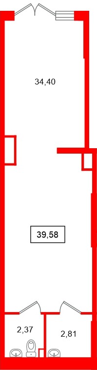 Помещение в ЖК «Парадный ансамбль», 39.58 м², 1 этаж