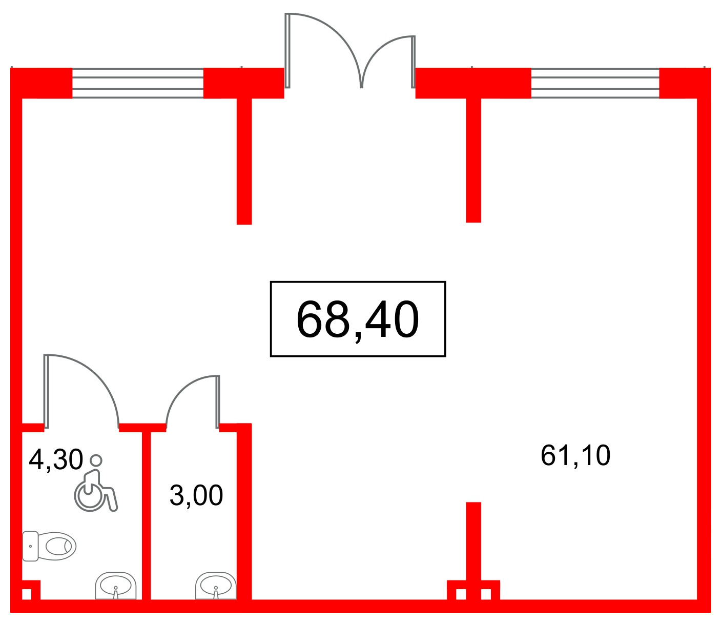 Помещение в ЖК Пулково Lake., 68.4 м², 1 этаж