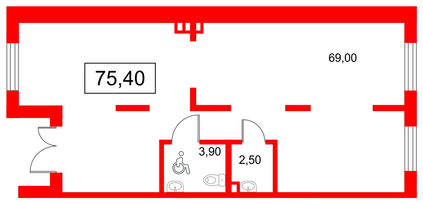 Помещение в ЖК Пулково Lake., 75.4 м², 1 этаж
