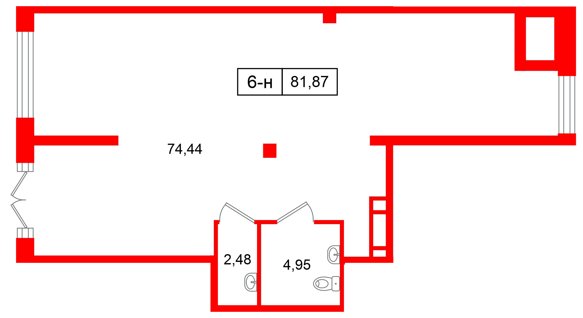 Помещение в ЖК Цивилизация на Неве, 81.87 м², 1 этаж