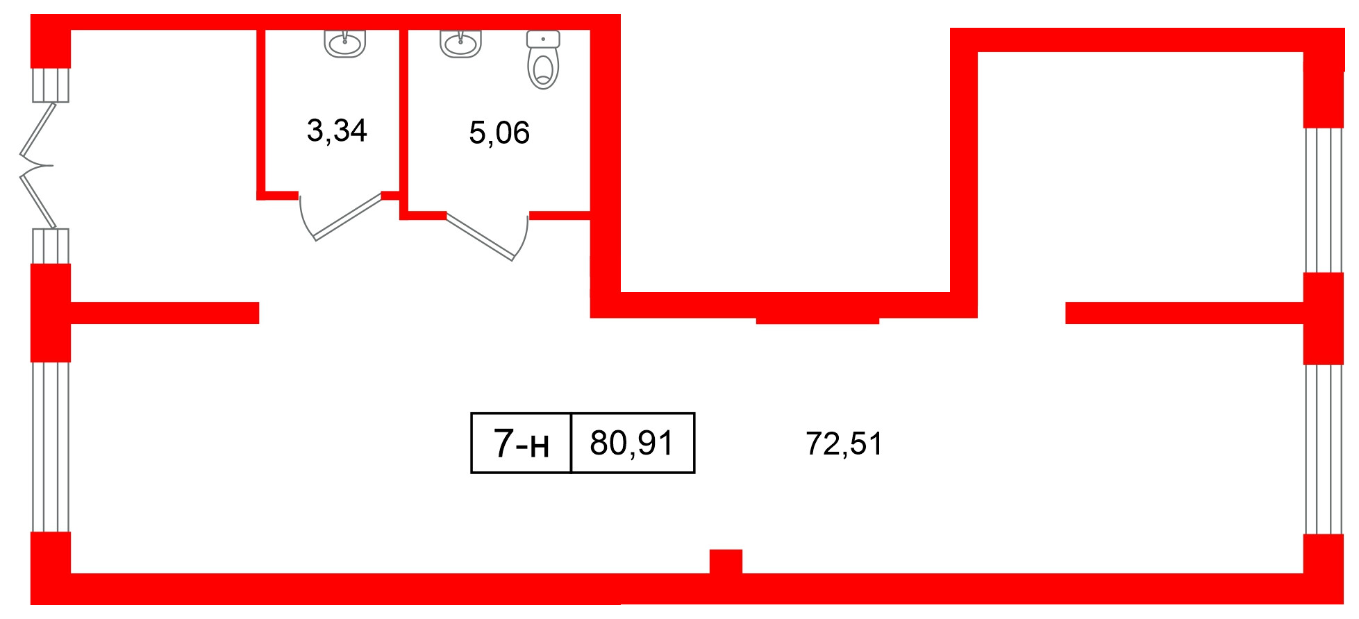 Помещение в ЖК Цивилизация на Неве, 80.91 м², 1 этаж