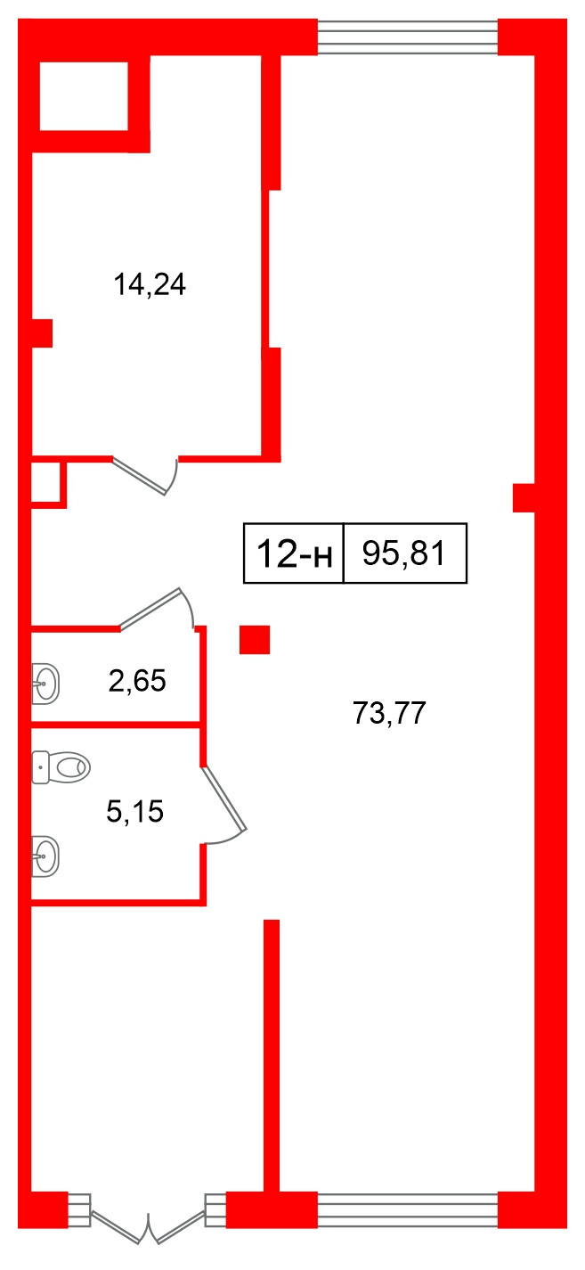 Помещение в ЖК Цивилизация на Неве, 95.81 м², 1 этаж