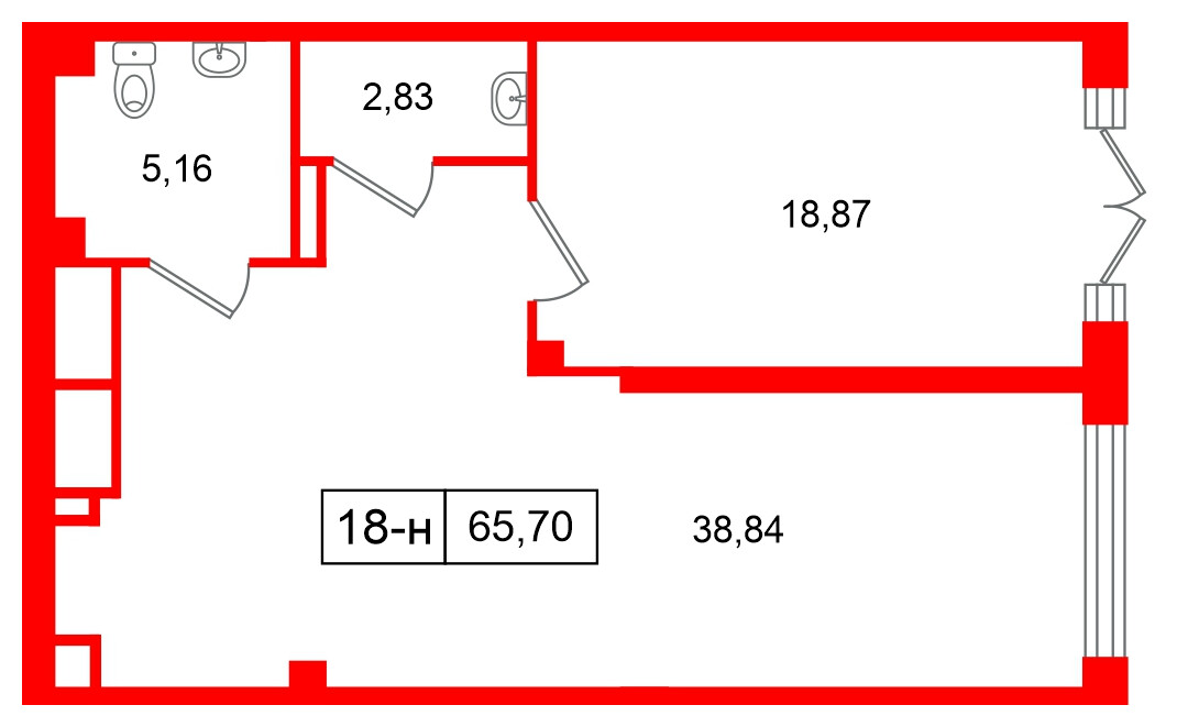 Помещение в ЖК Цивилизация на Неве, 65.7 м², 1 этаж