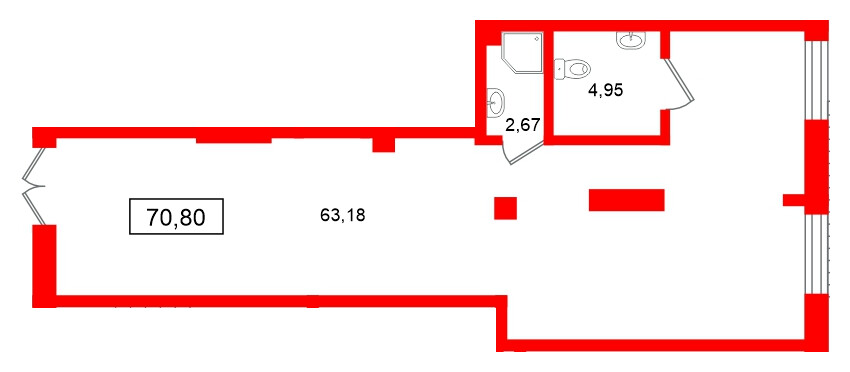 Помещение в ЖК Морская миля, 70.8 м², 1 этаж