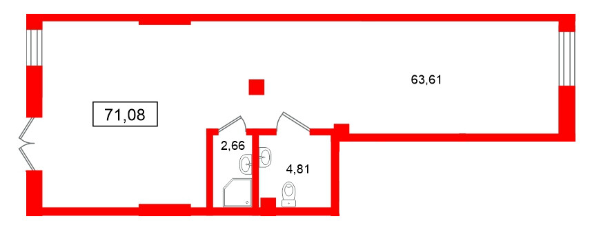 Помещение в ЖК Морская миля, 71.08 м², 1 этаж