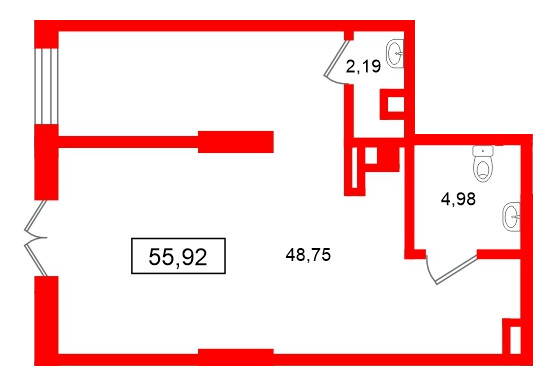 Помещение в ЖК Морская миля, 55.92 м², 1 этаж