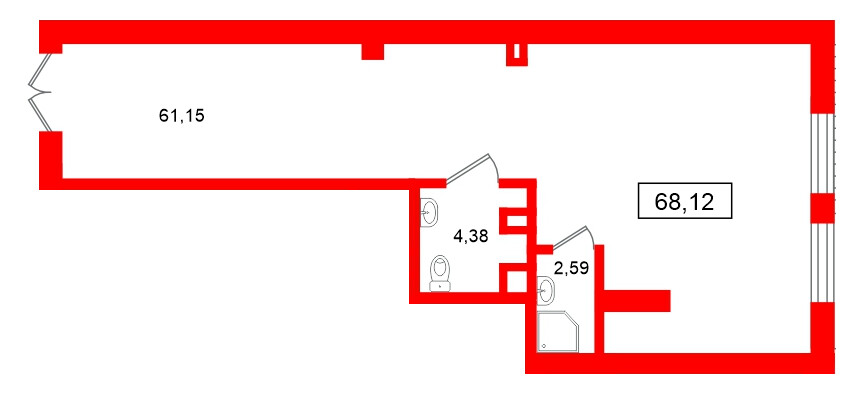 Помещение в ЖК Морская миля, 68.12 м², 1 этаж