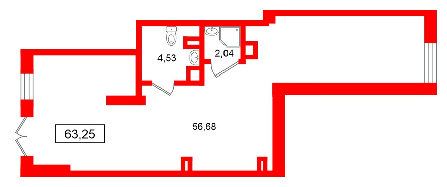 Помещение в ЖК Морская миля, 63.25 м², 1 этаж
