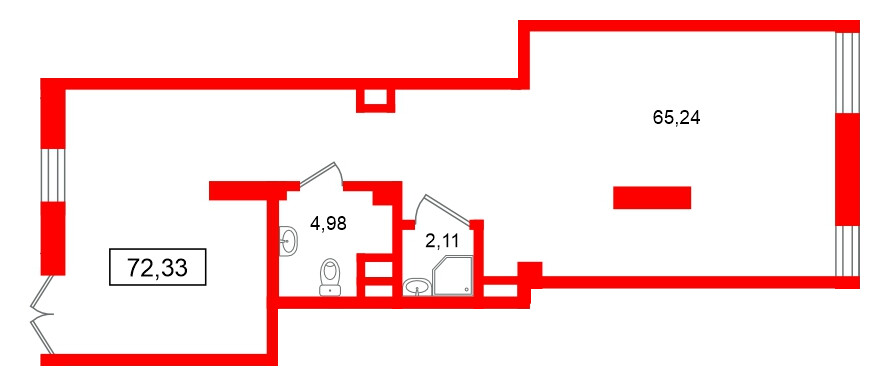 Помещение в ЖК Морская миля, 72.33 м², 1 этаж