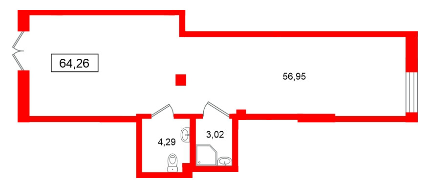 Помещение в ЖК Морская миля, 64.26 м², 1 этаж