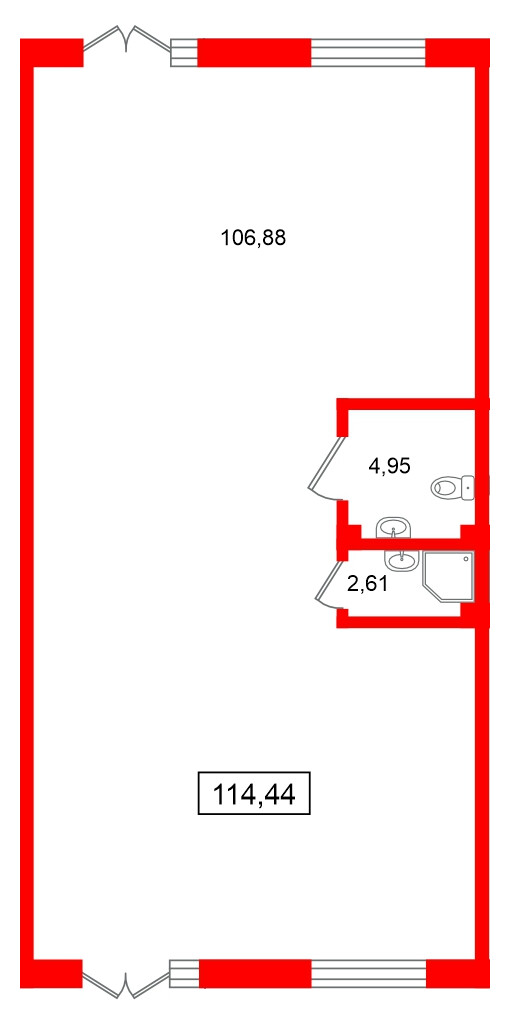 Помещение в ЖК Морская миля, 114.44 м², 1 этаж