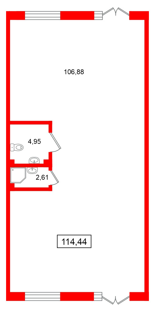 Помещение в ЖК Морская миля, 114.44 м², 1 этаж
