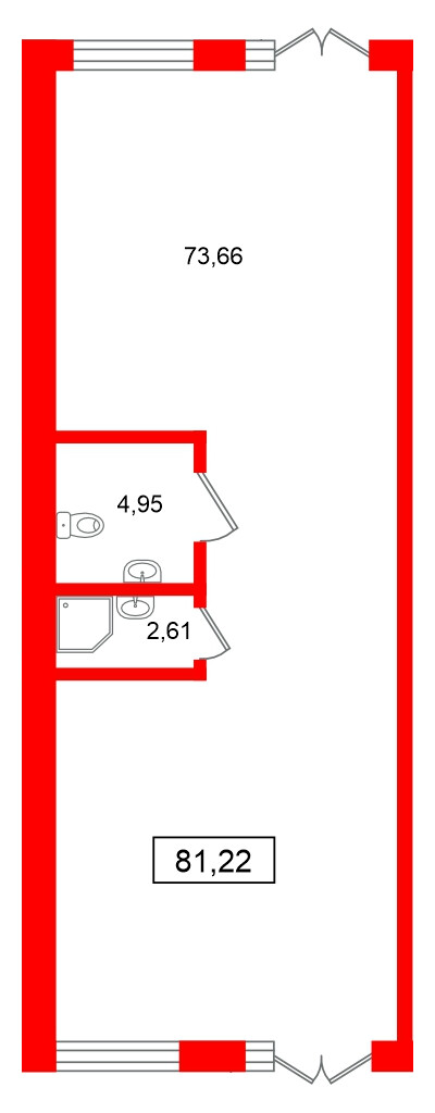 Помещение в ЖК Морская миля, 81.22 м², 1 этаж