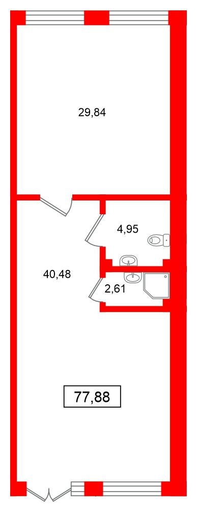 Помещение в ЖК Морская миля, 77.88 м², 1 этаж