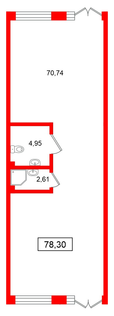 Помещение в ЖК Морская миля, 78.3 м², 1 этаж