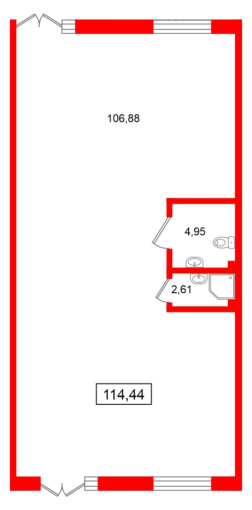 Помещение в ЖК Морская миля, 114.44 м², 1 этаж