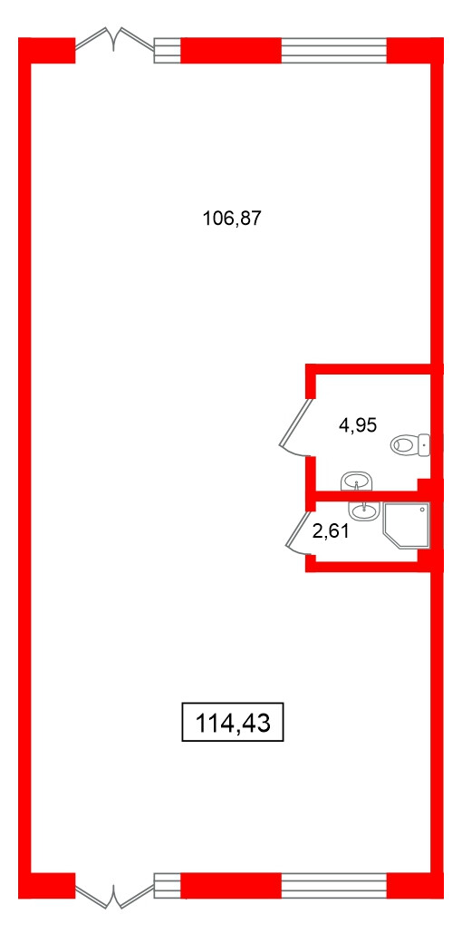 Помещение в ЖК Морская миля, 114.43 м², 1 этаж