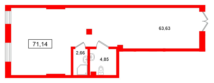 Помещение в ЖК Морская миля, 71.14 м², 1 этаж