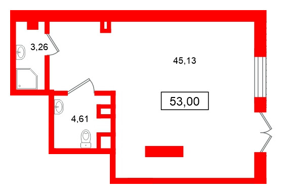 Помещение в ЖК Морская миля, 53 м², 1 этаж