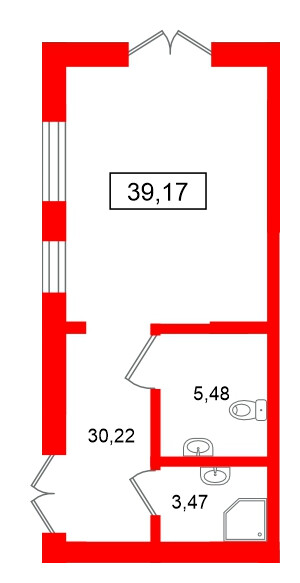 Помещение в ЖК Морская миля, 39.17 м², 1 этаж
