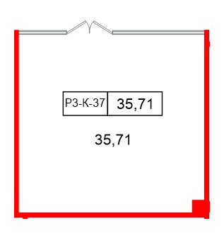Помещение в ЖК Моско, 35.71 м², 3 этаж