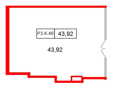 Помещение в ЖК Моско, 43.92 м², 3 этаж