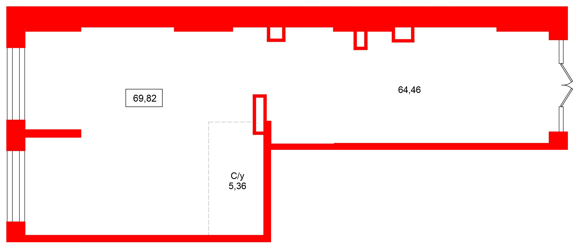 Помещение в ЖК Аквилон VERBA, 69.82 м², 1 этаж