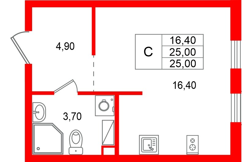 Квартира в ЖК «А101 Всеволожск», студия, 25 м², 5 этаж