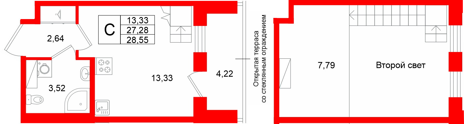 Квартира в ЖК «Аристократ», студия, 27.28 м², 8 этаж