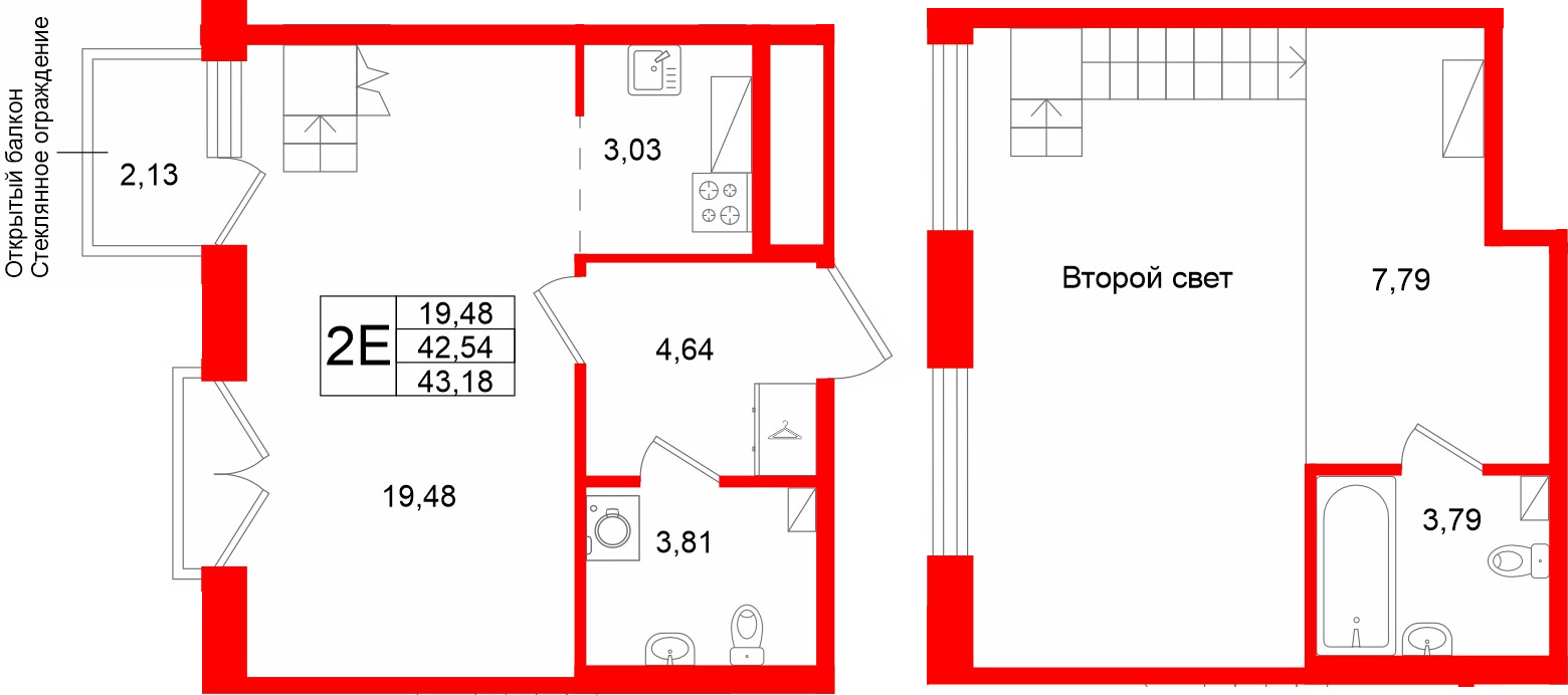 Квартира в ЖК Аристократ, 1 комнатная, 42.54 м², 8 этаж
