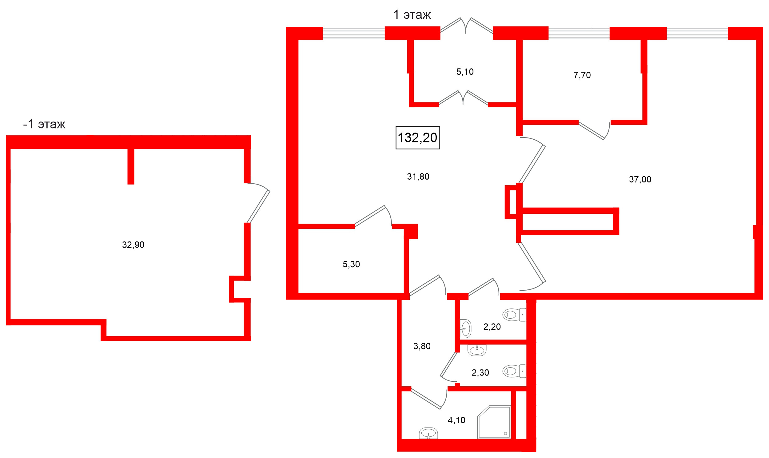 Помещение в ЖК GREENЛАНДИЯ 2, 132.2 м², 1 этаж
