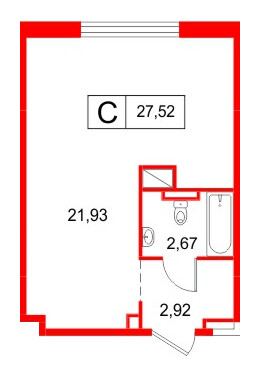 Апартаменты в ЖК «Космос Смарт Южный», студия, 27.52 м², 6 этаж