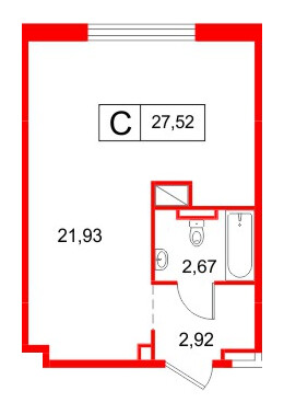 Апартаменты в ЖК «Космос Смарт Южный», студия, 27.52 м², 9 этаж