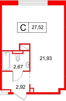 Апартаменты в ЖК «Космос Смарт Южный», студия, 27.52 м², 4 этаж