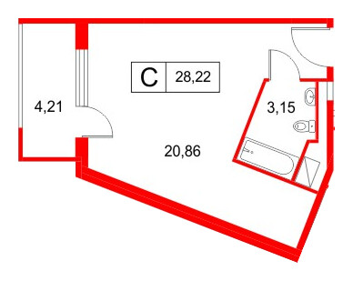 Апартаменты в ЖК «Космос Смарт Южный», студия, 28.22 м², 10 этаж